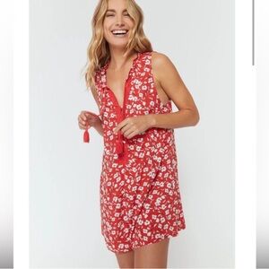 Spiritual Gangster Red and White Breezy Floral Romper